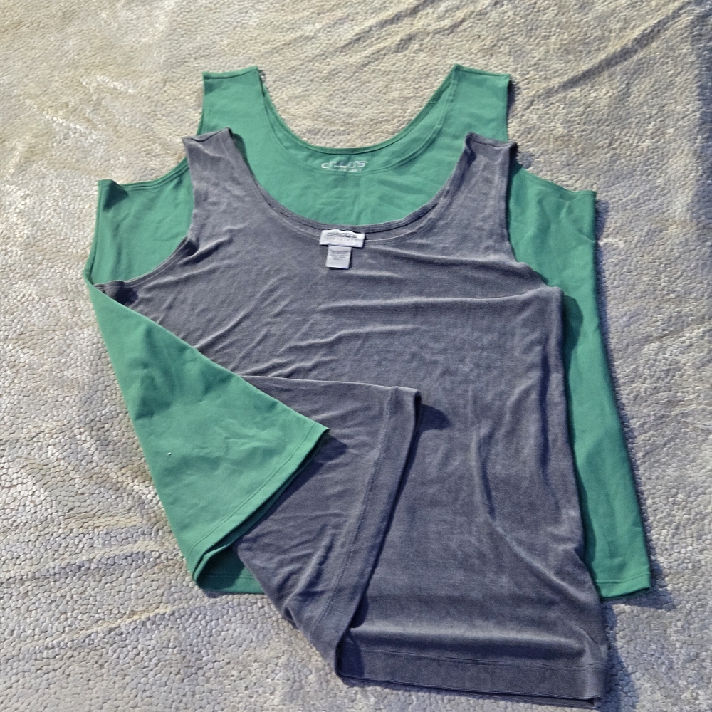 Chico's Teal 2×1 and Charcoal Short Sleeve Tees308